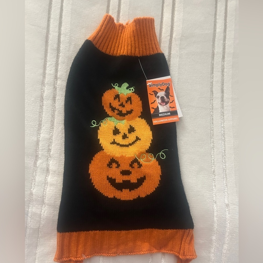 NWT Halloween Simplydog Black Orange Small Pet Costume with Pumpkin Design - Picture 9 of 12